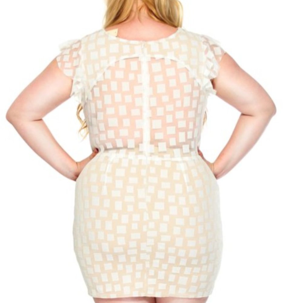 Katia Women's Plus Size Cut-Out Details Flutter Sleeve Mini Dress Ivory Size 3XL - Picture 3 of 16